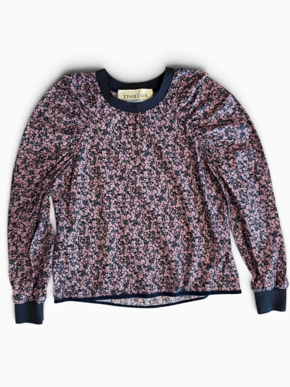 Tish Cox Pink Floral Long-Sleeve Crewneck Top Sz M